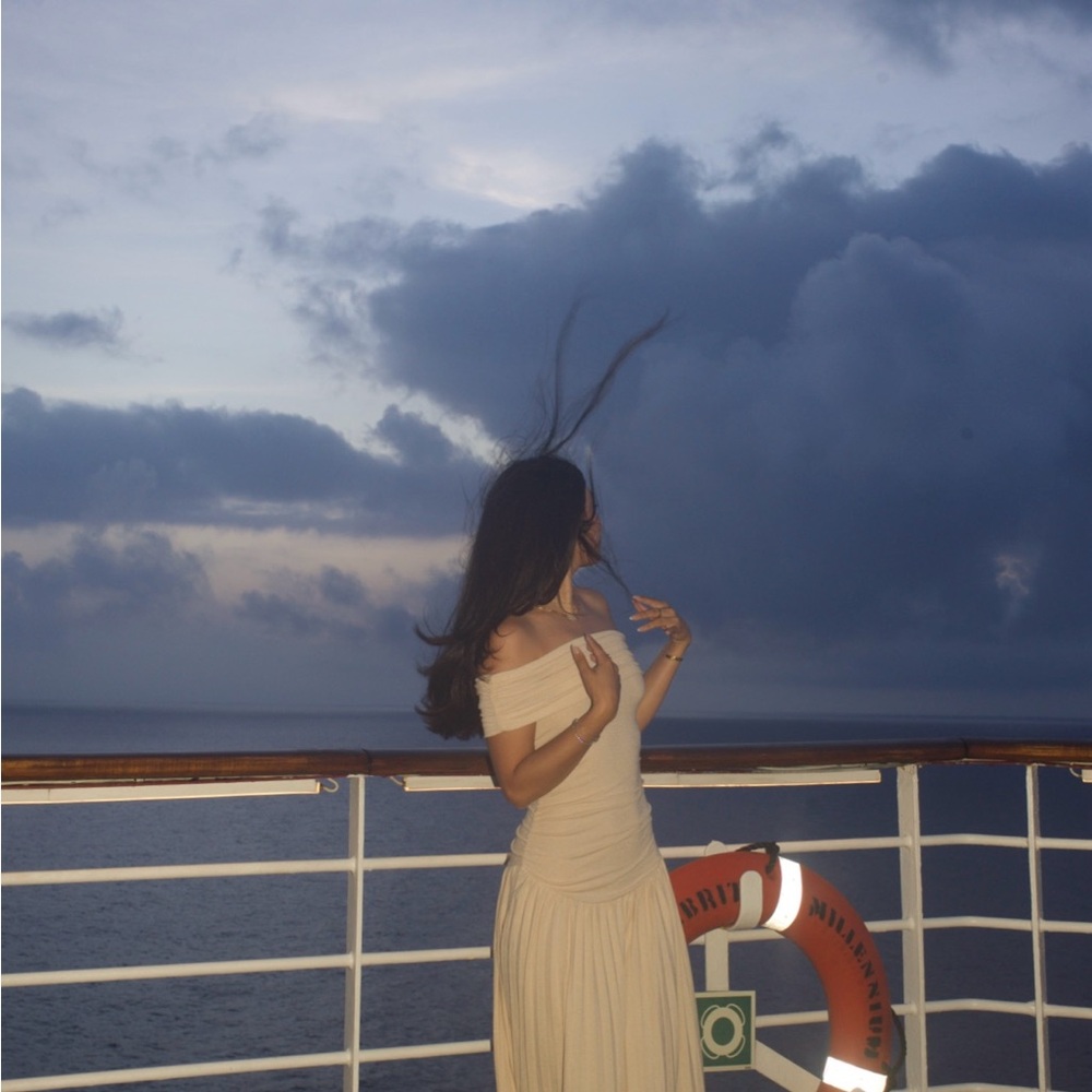 LIONESS Off-Shoulder Cream Dress - Picture 4 of 4
